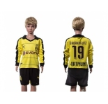 Dortmund #19 Grobkreutz Home Long Sleeves Kid Soccer Club Jersey