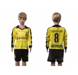 Dortmund #8 Gundogan Home Long Sleeves Kid Soccer Club Jersey