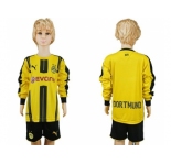 Dortmund Blank Home Long Sleeves Kid Soccer Club Jersey