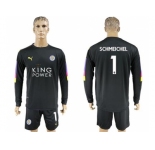 Leicester City #1 Schmeichel Black Goalkeeper Long Sleeves Soccer Club Jersey