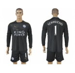 Leicester City #1 Schmeichel Black Long Sleeves Goalkeeper Soccer Club Jersey