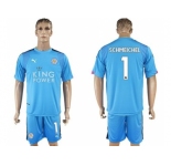 Leicester City #1 Schmeichel Light Blue Goalkeeper Soccer Club Jersey