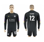 Leicester City #12 Hamer Black Goalkeeper Long Sleeves Soccer Club Jersey