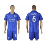 Leicester City #6 Huth Home Soccer Club Jersey
