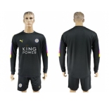 Leicester City Blank Black Goalkeeper Long Sleeves Soccer Club Jersey