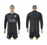 Leicester City Blank Black Long Sleeves Goalkeeper Soccer Club Jersey