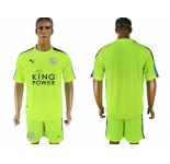 Leicester City Blank Shiny Green Goalkeeper Soccer Club Jersey