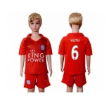 Leicester City #6 Huth Away Kid Soccer Club Jersey