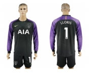 Tottenham Hotspur #1 Lloris Black Goalkeeper Long Sleeves Soccer Club Jersey