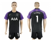 Tottenham Hotspur #1 Lloris Black Goalkeeper Soccer Club Jersey
