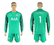Tottenham Hotspur #1 Lloris Green Goalkeeper Long Sleeves Soccer Club Jersey
