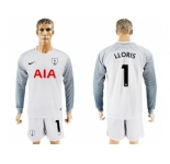 Tottenham Hotspur #1 Lloris White Goalkeeper Long Sleeves Soccer Club Jersey