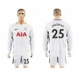 Tottenham Hotspur #25 Onomah Home Long Sleeves Soccer Club Jersey