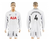 Tottenham Hotspur #4 Alderweireld Home Long Sleeves Soccer Club Jersey