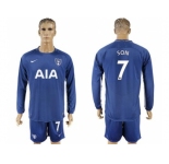 Tottenham Hotspur #7 Son Away Long Sleeves Soccer Club Jersey