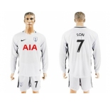 Tottenham Hotspur #7 Son Home Long Sleeves Soccer Club Jersey