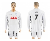 Tottenham Hotspur #7 Son Home Long Sleeves Soccer Club Jersey