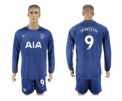 Tottenham Hotspur #9 Janssen Away Long Sleeves Soccer Club Jersey