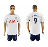 Tottenham Hotspur #9 Janssen White Blue Soccer Club Jersey