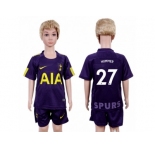 Tottenham Hotspur #27 Wimmer Sec Away Kid Soccer Club Jersey
