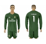 Real Madrid #1 I Casillas Green Goalkeeper Long Sleeves Soccer Club Jersey