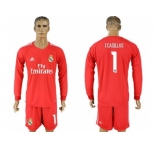 Real Madrid #1 I Casillas Red Goalkeeper Long Sleeves Soccer Club Jersey