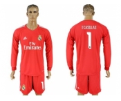 Real Madrid #1 I Casillas Red Goalkeeper Long Sleeves Soccer Club Jersey