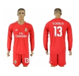 Real Madrid #13 K.Casilla Red Goalkeeper Long Sleeves Soccer Club Jersey