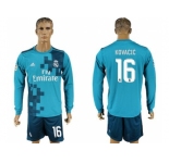 Real Madrid #16 Kovacic Sec Away Long Sleeves Soccer Club Jersey