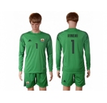 Argentina #1 Romero Green Goalkeeper Long Sleeves Soccer Country Jersey