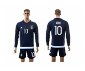 Argentina #10 Messi Away Long Sleeves Soccer Country Jersey