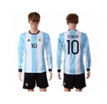 Argentina #10 Roman Home Long Sleeves Soccer Country Jersey