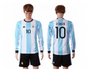 Argentina #10 Roman Home Long Sleeves Soccer Country Jersey