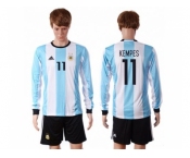 Argentina #11 Kempes Home Long Sleeves Soccer Country Jersey