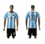 Argentina #11 Lamela Home Soccer Country Jersey