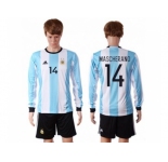 Argentina #14 Mascherano Home Long Sleeves Soccer Country Jersey