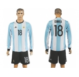 Argentina #18 Correa Home Long Sleeves Soccer Country Jersey