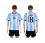 Argentina #18 Lamela Home Soccer Country Jersey
