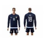 Argentina #18 Tevez Away Long Sleeves Soccer Country Jersey