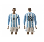 Argentina #18 Tevez Home Long Sleeves Soccer Country Jersey