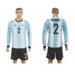 Argentina #2 Maydana Home Long Sleeves Soccer Country Jersey
