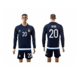 Argentina #20 Gaitan Away Long Sleeves Soccer Country Jersey