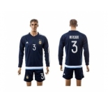 Argentina #3 Mercado Away Long Sleeves Soccer Country Jersey