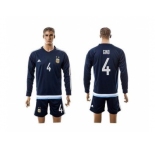 Argentina #4 Gino Away Long Sleeves Soccer Country Jersey