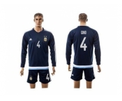 Argentina #4 Gino Away Long Sleeves Soccer Country Jersey