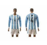 Argentina #4 Gino Home Long Sleeves Soccer Country Jersey1