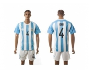 Argentina #4 Gino Home Soccer Country Jersey