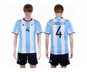 Argentina #4 Zabaleta Home Soccer Country Jersey