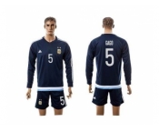 Argentina #5 Gago Away Long Sleeves Soccer Country Jersey