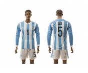 Argentina #5 Gago Home Long Sleeves Soccer Country Jersey1